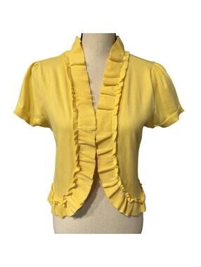 NC Yellow Short Sleeve Cotton Sweater Size L